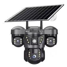 Solar Security Camera with 3 Lenses