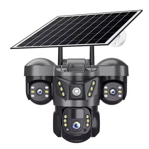Solar Security Camera with 3 Lenses