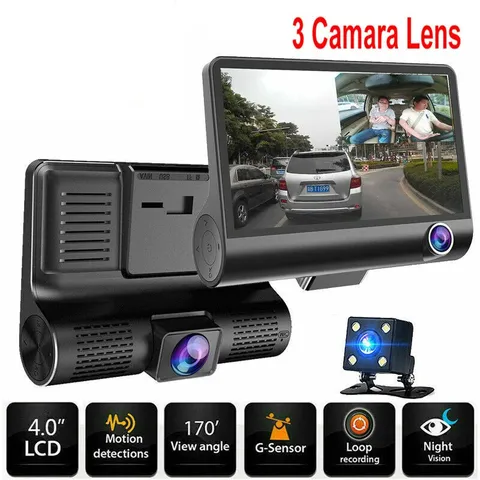 1080P 4" Dual Lens HD Car DVR Rearview Video Dash Cam Recorder Camera G-Sensor