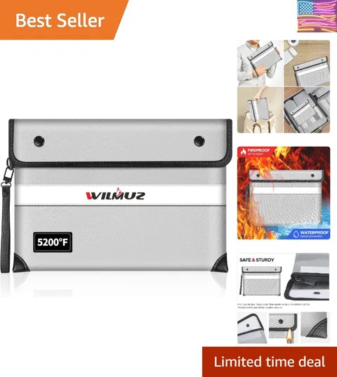 Fireproof Money Bag for Cash,Fireproof Document Bag 5200°F Heat Insulated,Saf...