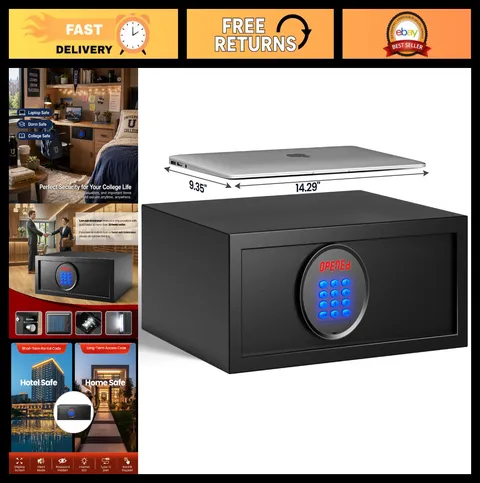 23 lb Hotel & Dorm Safe Box - Admin Password, Silent Mode, Backlit Keypad, Type-