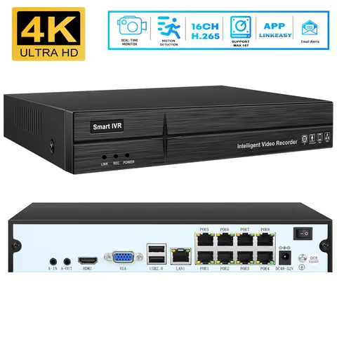 16CH 8MP NVR PoE Network Video Recorder for Security IP Camera System( No HDD）