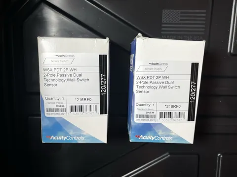 LOT OF (2) NEW ACUITY CONTROLS WSX PDT 2P WH, 2 POLE Switches