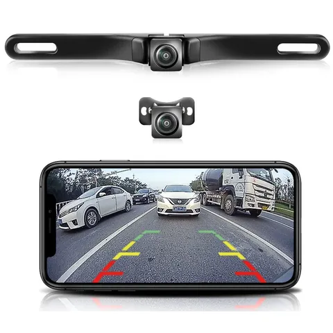 WiFi Car Backup Camera, GreenYi 5G 720P HD License Plate Rear/Front Black