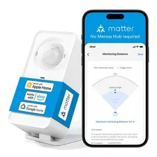 meross Matter Human Presence Sensor, 3-in-1 PIR & Light & mmWave Radar White