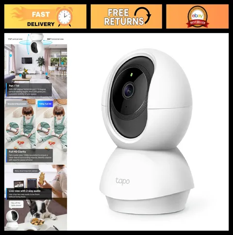 Pan/Tilt Security Camera for Baby & Pet Monitoring, 1080P, Motion Detection, Nig