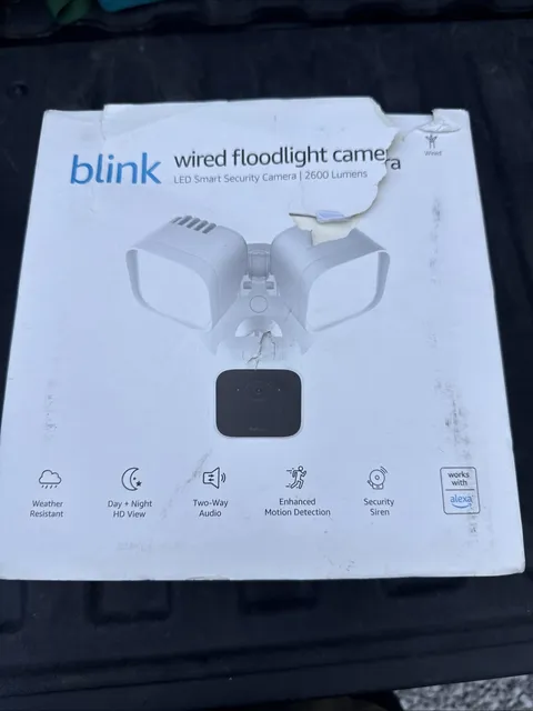 NEW Blink Wired Floodlight Camera HD Smart Security Cam Alexa Sealed - White