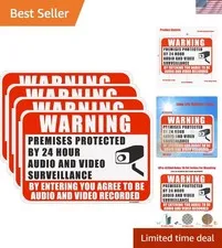 4PC Premises Protected By 24 Hour Audio And Video Surveillance, 10 x 7 Inches...