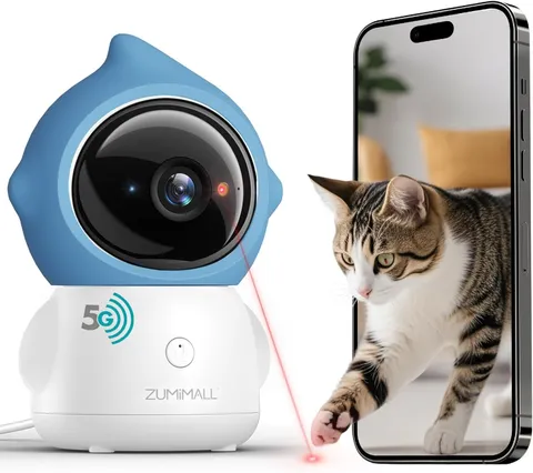 Zumimall BF-BK07 Wi-Fi Pet Camera White Blue 2-Way Audio Night Vision with Laser