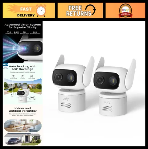 Indoor/Outdoor Security Camera 2-Pack, IP66 Weatherproof, No Subscription Needed