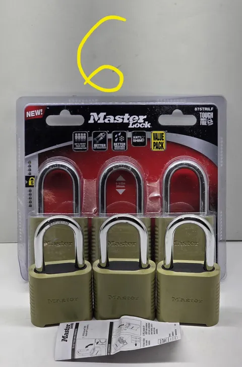 Master Lock 875TRILF  Combination Padlock - 6 NEW Open Box (FREE SHIPPING)