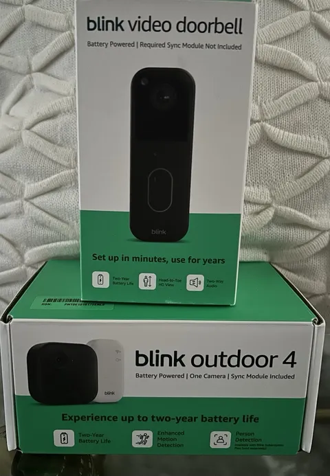 New Blink Video Doorbell+Blink Outdoor 4 Security Camera Bundle W/Sync Module HD