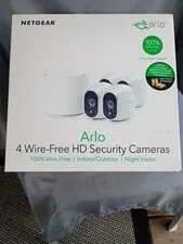 ArloNETGEAR Security System 4 Wire Free HD Camera Indoor Outdoor NightVision-nib