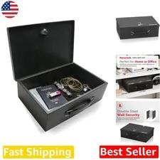 Home Security Safe Box with Key Lock - Fire Resistant Steel Construction