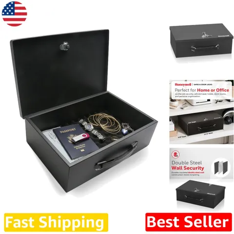 Home Security Safe Box with Key Lock - Fire Resistant Steel Construction