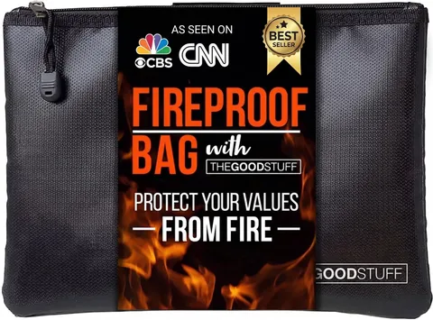 Fireproof Document Pouch (10"x13") - Protect Cash and Papers from Fire