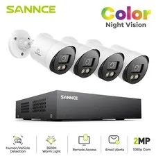 SANNCE 5in1 8CH DVR 1080P AI Security Camera System Outdoor Color Night Vision