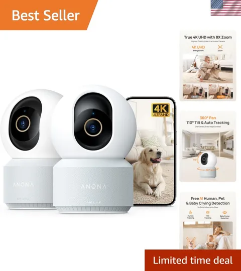 4K UHD Indoor Camera, Pet/Dog/Baby Security Camera with Phone App, 360°Pan-Ti...