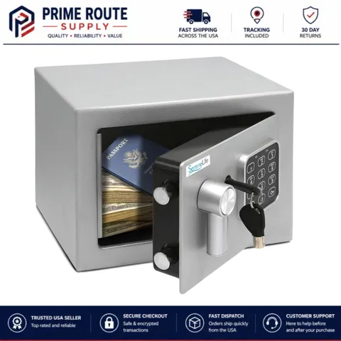 Versatile 9.1x6.7” Safe Box with Digital Touchpad & Anti-Theft Features