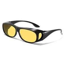 Wrap Around Night Vision Glasses Night Glossy Black Frame/Night Vision Lens
