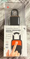 Sharper Image Fingerprint Padlock Black Metal, Stores Up to 10 Prints