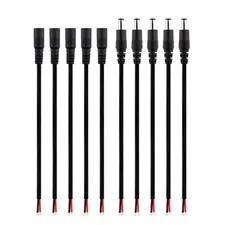 SIM&NAT DC Barrel Power 5 Male & 5 Female Pigtail Wire( 5.9inch/15cm )
