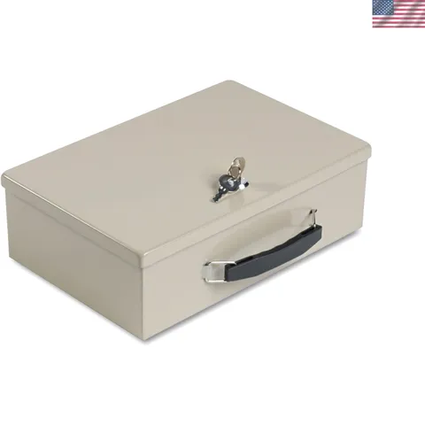MMF Industries Fire-Retardant Steel Security Chest with Key Lock | Tan | Incl...