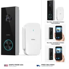 aosu 2K Wireless Doorbell Camera with aosuBase, Battery Powered, 2.4G WiFi | ...