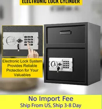 Digital Depository Safe 1.7 Cubic Feet Drop Slot Lock Box with Emergency Keys