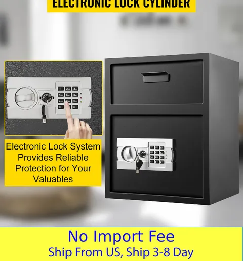 Digital Depository Safe 1.7 Cubic Feet Drop Slot Lock Box with Emergency Keys
