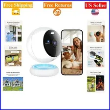 Wireless Outdoor Indoor Security Camera 1080P Night Vision Magnetic White