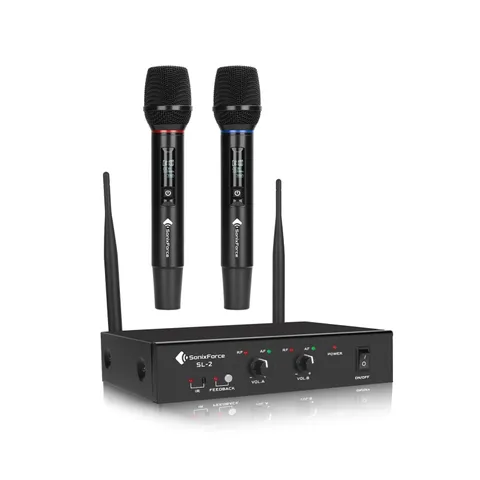 Wireless Microphone System, Dual Wireless Mics with Handhelds, 2x100 UHF Freq...