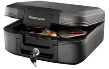 Dark Gray Fireproof and Waterproof Safe with Key Lock,Chest Lock Box