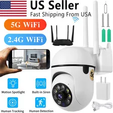 360° Dual Band Home Security Monitor Camera 5G WiFi 1MP Night Vision 2-Way Audio