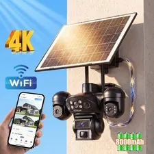 4K HD Solar Battery Powered Wireless WiFi Home Security IP Camera Outdoor CCTV