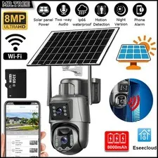 Outdoor Solar Security Camera Night Vision Two-Way Audio PIR Sensor Surveillance