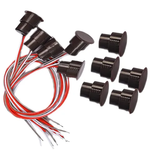 RC-36 NC/NO Recessed Wired Security Window Door Contact Sensor Brown Alarm Ma...