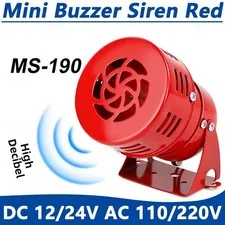 MS-190 Mini Electric Air Raid Siren Alarm DC 12/24V AC 110/220V Buzzer Siren