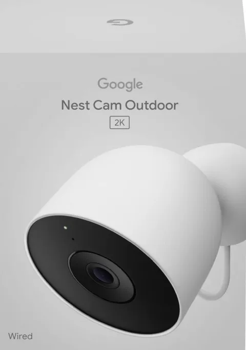 Google - Nest Cam Outdoor (wired, 2nd gen) - 2K Video and Gemini - 1-Pack - Snow