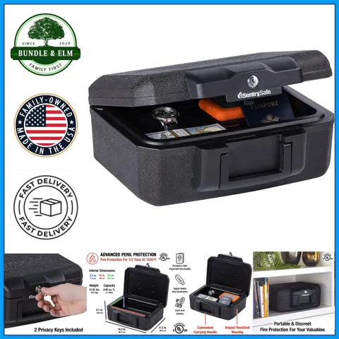 Durable Fire Resistant Box with Key Lock, Safe for Documents and Valuables