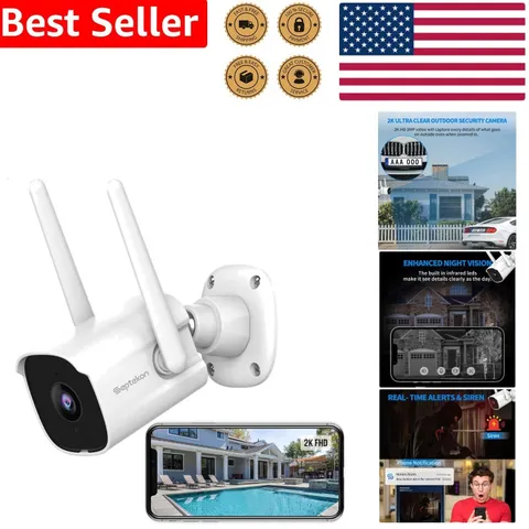 2K Outdoor Security Camera Wi-Fi Two-Way Audio Night Vision  Waterproof Motio...