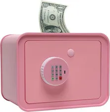 Money Saving Box,Digital Mini Safes with Keys Code for Cash, Safe Box for Person