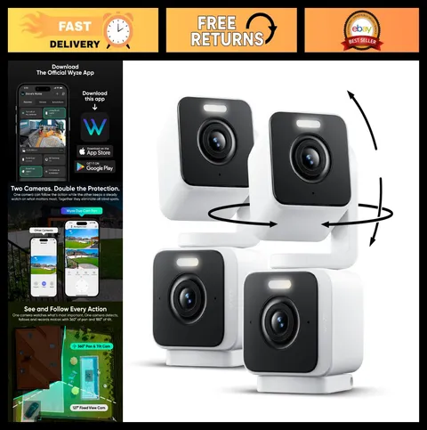 2K Indoor/Outdoor Security Camera, 360° Pan/Tilt, Smart Home Surveillance System