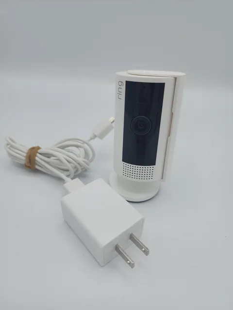 Ring Indoor Cam 5F72E9 White Home Security Camera w/ Power Cable & Lens Cover
