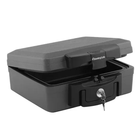 SentrySafe Fireproof and Waterproof Safe, Black Portable Lock Box with Key Lock