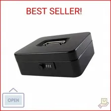 KYODOLED Large Cash Box with Combination Lock Safe Metal Money Box with Money Tr