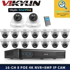 Vikylin SmartFind 8POE 16CH NVR CCTV System Mini IR MIC 8MP Security Camera Lot