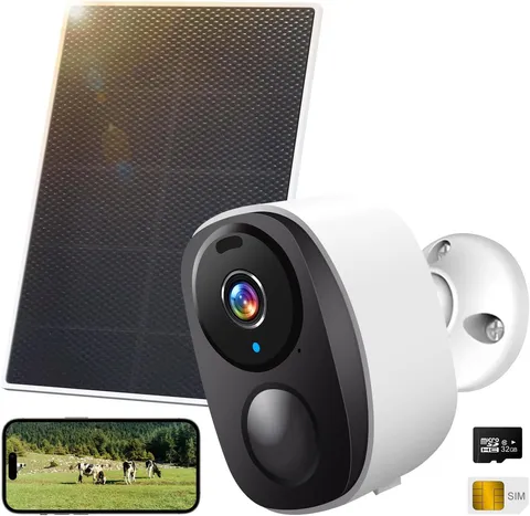Solar Home Security Cameras Wireless Outdoor,2K HD 360°View No Monthly Fee with