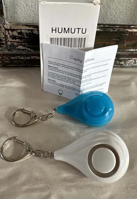 Box of 2 Humutu Personal Alarm Open Box Blue & White Protection High Decibel