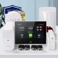 HOMSECUR Wireless WIFI 4G GSM Home Security 7" Alarm System+Wireless Flash Siren